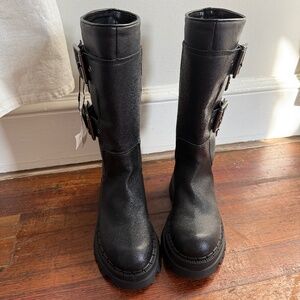 Zara black platform buckle boots | Size 7.5 / EU 38 Zara black platform buckle b